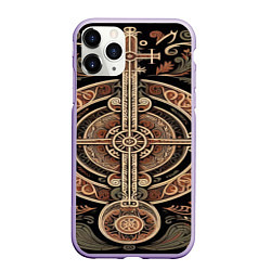 Чехол iPhone 11 Pro матовый Символика славянской мифологии, цвет: 3D-светло-сиреневый