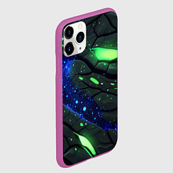 Чехол iPhone 11 Pro матовый Разлом плит с зеленым свечением, цвет: 3D-фиолетовый — фото 2