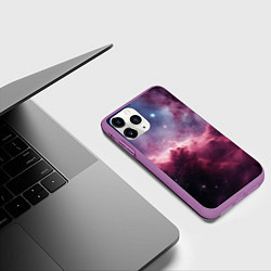 Чехол iPhone 11 Pro матовый Абстрактный космос фантастика, цвет: 3D-фиолетовый — фото 2