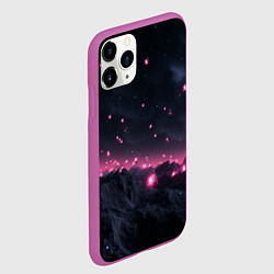 Чехол iPhone 11 Pro матовый Яркие пирамидки в космосе, цвет: 3D-фиолетовый — фото 2