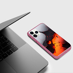 Чехол iPhone 11 Pro матовый Объемная плита с красной лавой иллюстрация, цвет: 3D-малиновый — фото 2
