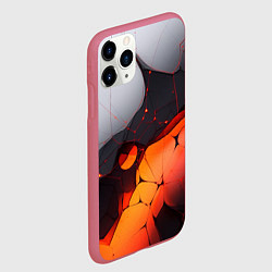 Чехол iPhone 11 Pro матовый Объемная плита с красной лавой иллюстрация, цвет: 3D-малиновый — фото 2