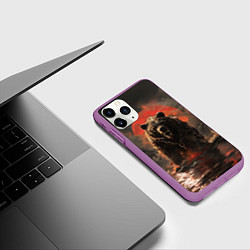 Чехол iPhone 11 Pro матовый Russian angry bear, цвет: 3D-фиолетовый — фото 2