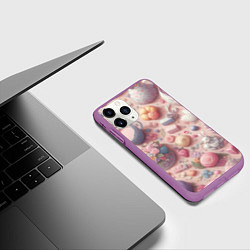 Чехол iPhone 11 Pro матовый Акварельный фон в пастельных тонах, цвет: 3D-фиолетовый — фото 2