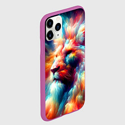 Чехол iPhone 11 Pro матовый Межгалактический космический лев - нейросеть, цвет: 3D-фиолетовый — фото 2