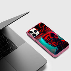 Чехол iPhone 11 Pro матовый Терминатор в красном свечении, цвет: 3D-малиновый — фото 2
