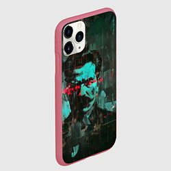 Чехол iPhone 11 Pro матовый Жуткий портрет человека с красными глазами, цвет: 3D-малиновый — фото 2