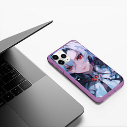 Чехол iPhone 11 Pro матовый Genshin Impact Арлекино draw, цвет: 3D-фиолетовый — фото 2