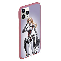 Чехол iPhone 11 Pro матовый Barbie cyberpunk - ai art fantasy, цвет: 3D-малиновый — фото 2