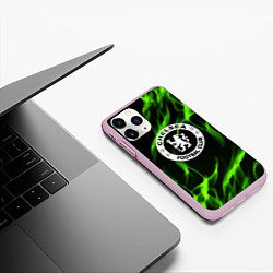 Чехол iPhone 11 Pro матовый Chelsea sport club fc fire, цвет: 3D-розовый — фото 2