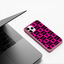 Чехол iPhone 11 Pro матовый BTS pattern pink logo, цвет: 3D-малиновый — фото 2