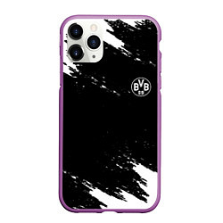 Чехол iPhone 11 Pro матовый Borussia краски чёрно белый, цвет: 3D-фиолетовый