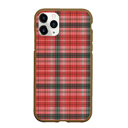 Чехол iPhone 11 Pro матовый Красно-серая шотландская клетка, цвет: 3D-коричневый