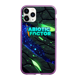 Чехол iPhone 11 Pro матовый Abiotic Factor logo bright neon, цвет: 3D-фиолетовый