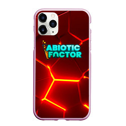 Чехол iPhone 11 Pro матовый Abiotic Factor логотип на красном неоновом фоне