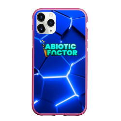 Чехол iPhone 11 Pro матовый Abiotic Factor логотип на синем неоновом фоне