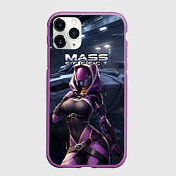 Чехол iPhone 11 Pro матовый Mass Effect ТалиЗора и космический корабль, цвет: 3D-фиолетовый