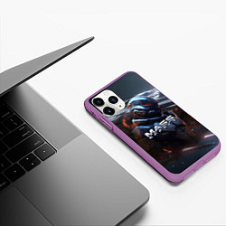 Чехол iPhone 11 Pro матовый Mass Effect game space, цвет: 3D-фиолетовый — фото 2
