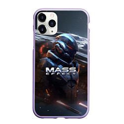 Чехол iPhone 11 Pro матовый Mass Effect game space, цвет: 3D-светло-сиреневый