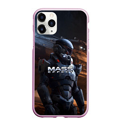 Чехол iPhone 11 Pro матовый Mass Effect game space, цвет: 3D-розовый