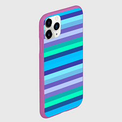Чехол iPhone 11 Pro матовый Горизонтальные полосы холодных цветов, цвет: 3D-фиолетовый — фото 2