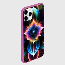 Чехол iPhone 11 Pro матовый Графические лепестки радужные, цвет: 3D-фиолетовый — фото 2