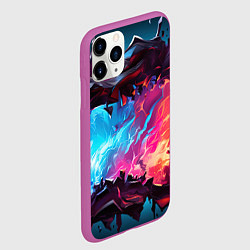 Чехол iPhone 11 Pro матовый Абстрактные краски во взрыве, цвет: 3D-фиолетовый — фото 2