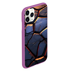Чехол iPhone 11 Pro матовый Темная абстрактная объемная плитка, цвет: 3D-фиолетовый — фото 2