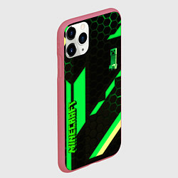 Чехол iPhone 11 Pro матовый Minecraft creeper game pattern, цвет: 3D-малиновый — фото 2