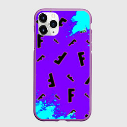 Чехол iPhone 11 Pro матовый Fortnite neon steel colors epic, цвет: 3D-фиолетовый