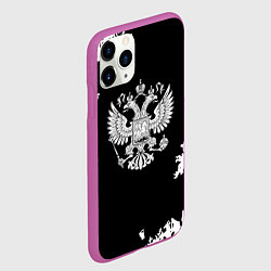 Чехол iPhone 11 Pro матовый Герб РФ патриотический стиль краски, цвет: 3D-фиолетовый — фото 2