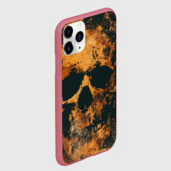 Чехол iPhone 11 Pro матовый Гранжевые черепа, цвет: 3D-малиновый — фото 2