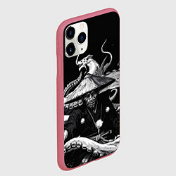 Чехол iPhone 11 Pro матовый Воин призрак-самурай и монстр со щупальцами, цвет: 3D-малиновый — фото 2