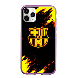 Чехол iPhone 11 Pro матовый Barcelona огненные краски лого, цвет: 3D-фиолетовый