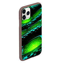 Чехол iPhone 11 Pro матовый Зеленая змеиная абстрактная текстура, цвет: 3D-коричневый — фото 2