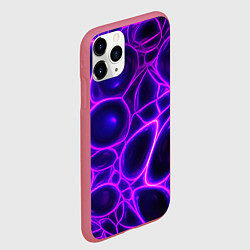 Чехол iPhone 11 Pro матовый Фиолетовы неоновые соты, цвет: 3D-малиновый — фото 2