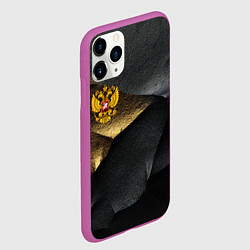 Чехол iPhone 11 Pro матовый Золотой герб России на темном фоне, цвет: 3D-фиолетовый — фото 2