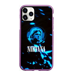 Чехол iPhone 11 Pro матовый Nirvana рок бенд краски, цвет: 3D-фиолетовый