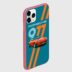 Чехол iPhone 11 Pro матовый Porsche 911 немецкий спорткар, цвет: 3D-малиновый — фото 2