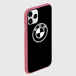 Чехол iPhone 11 Pro матовый BMW белое лого, цвет: 3D-малиновый — фото 2