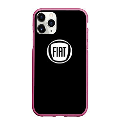 Чехол iPhone 11 Pro матовый FIAT logo white, цвет: 3D-малиновый