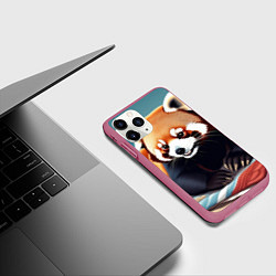 Чехол iPhone 11 Pro матовый Рэд загорает, цвет: 3D-малиновый — фото 2