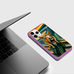 Чехол iPhone 11 Pro матовый Лошадь кричит на картине Эдварда Мунка, цвет: 3D-фиолетовый — фото 2