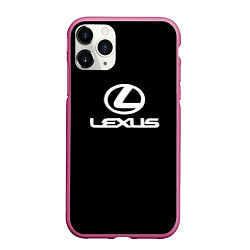 Чехол iPhone 11 Pro матовый Lexus white logo, цвет: 3D-малиновый