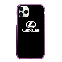 Чехол iPhone 11 Pro матовый Lexus white logo, цвет: 3D-фиолетовый