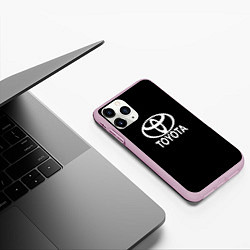 Чехол iPhone 11 Pro матовый Toyota white logo, цвет: 3D-розовый — фото 2