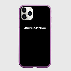 Чехол iPhone 11 Pro матовый Amg logo white, цвет: 3D-фиолетовый