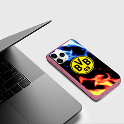 Чехол iPhone 11 Pro матовый Borussia fire storm steel, цвет: 3D-малиновый — фото 2