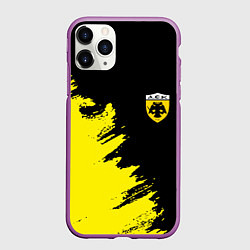 Чехол iPhone 11 Pro матовый AEK sport color yellow, цвет: 3D-фиолетовый