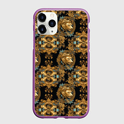 Чехол iPhone 11 Pro матовый Изящные переплетения с головами львов